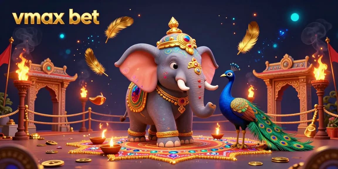 Enhance your gaming with vmax bet featuring a colorful 3D elephant and engaging casino elements.
