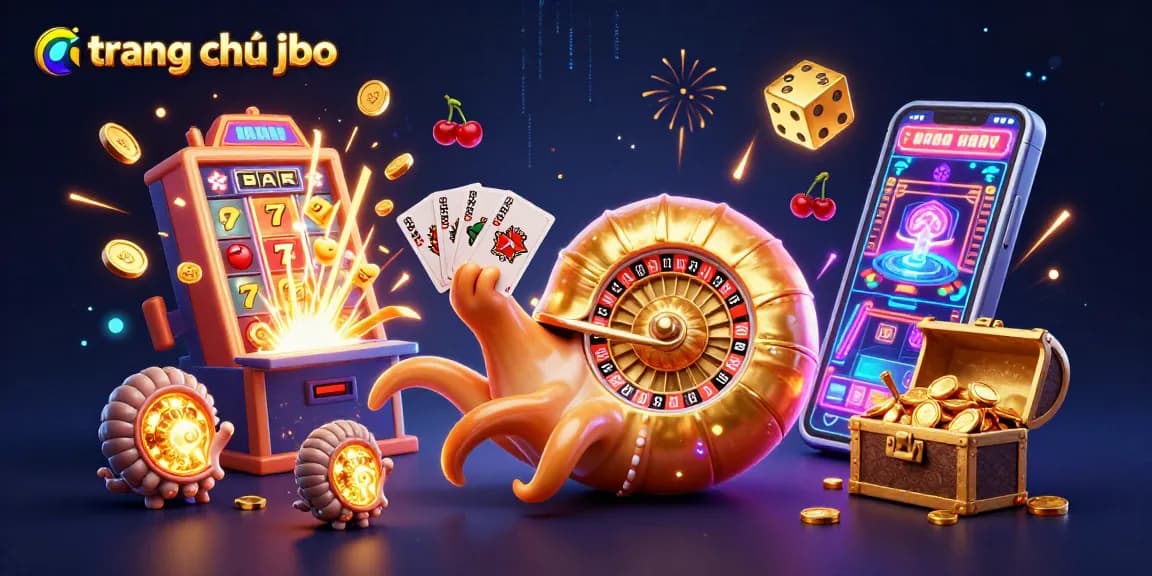 Experience the thrill of trang chủ jbo with vibrant 3D illustrations of casino elements and games.