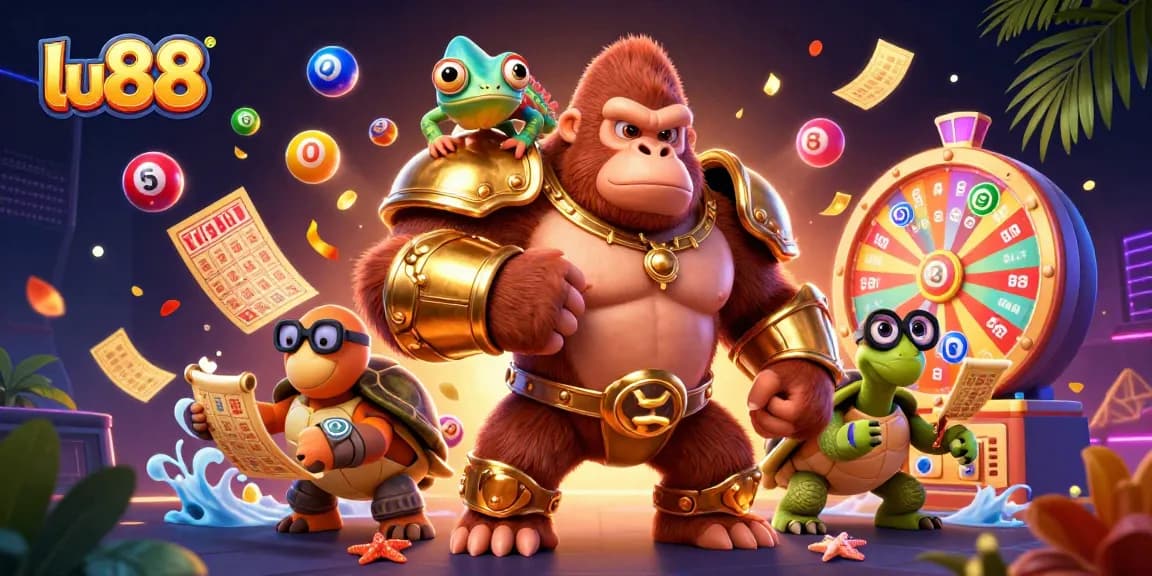 Experience the excitement of lu88 with lively gambling elements and cartoon characters.