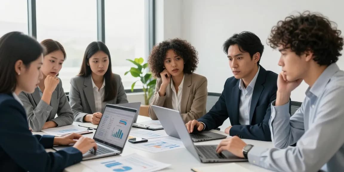 Business professionals evaluating if merchant cash advance legit during a collaborative meeting in a bright office.