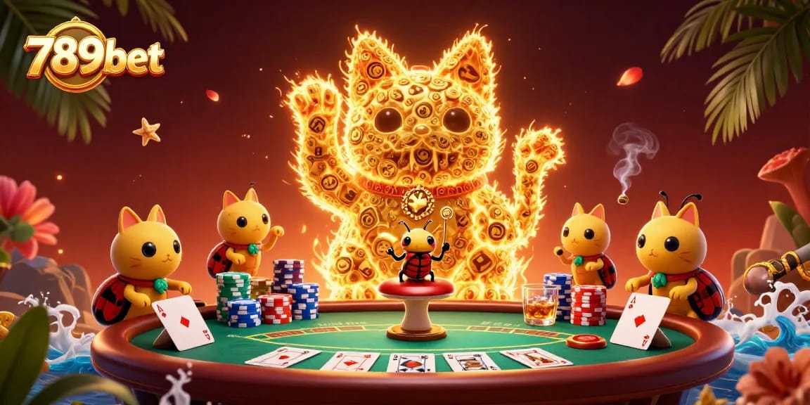 Experience thrilling wins at 789bet with a dazzling display of casino symbols and characters.