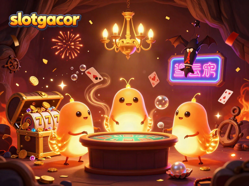 Light up the game with slotgacor as glowworms illuminate a vibrant cave casino.