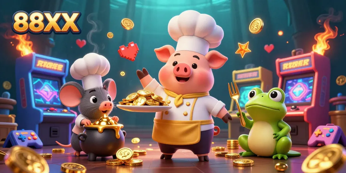 Experience the excitement at 88XX with a vibrant casino scene featuring gold coins and game elements.
