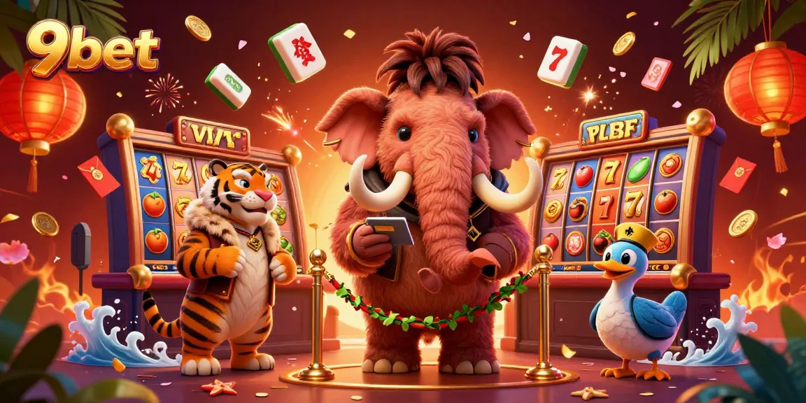Experience gaming excitement at 9bet with a vibrant illustration of characters in a casino setting.