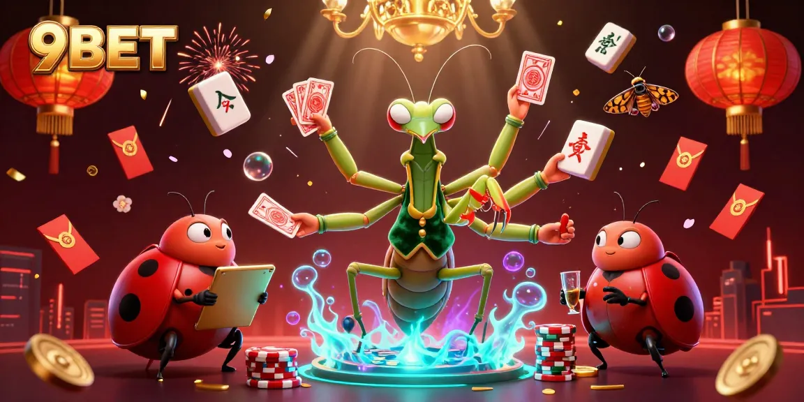 Engage with thrilling 9BET casino dynamics in this vibrant 3D illustration featuring playful characters.