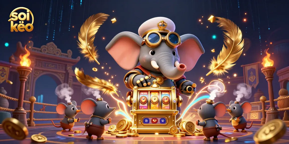 Soi kèo sports betting scene with a steampunk elephant and vibrant casino elements