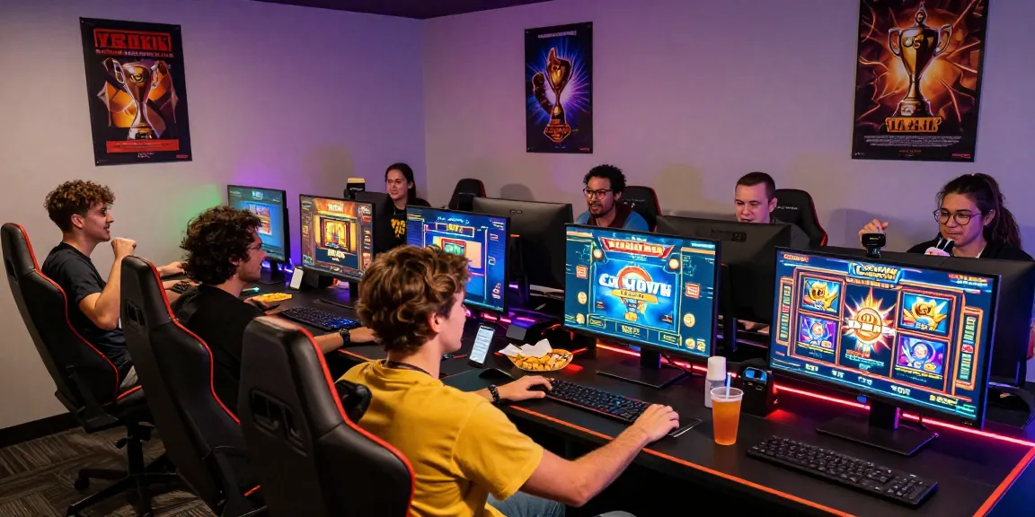 CICAKWIN players enjoying a vibrant gaming session in a modern gaming environment with dynamic graphics and cheering friends.