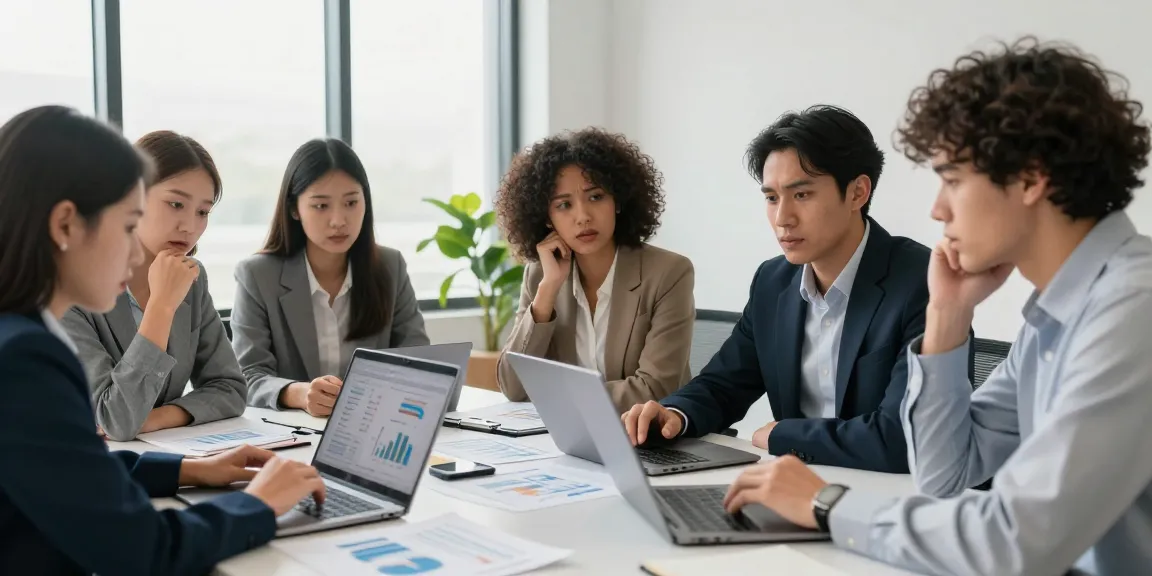 Business professionals evaluating if merchant cash advance legit during a collaborative meeting in a bright office.